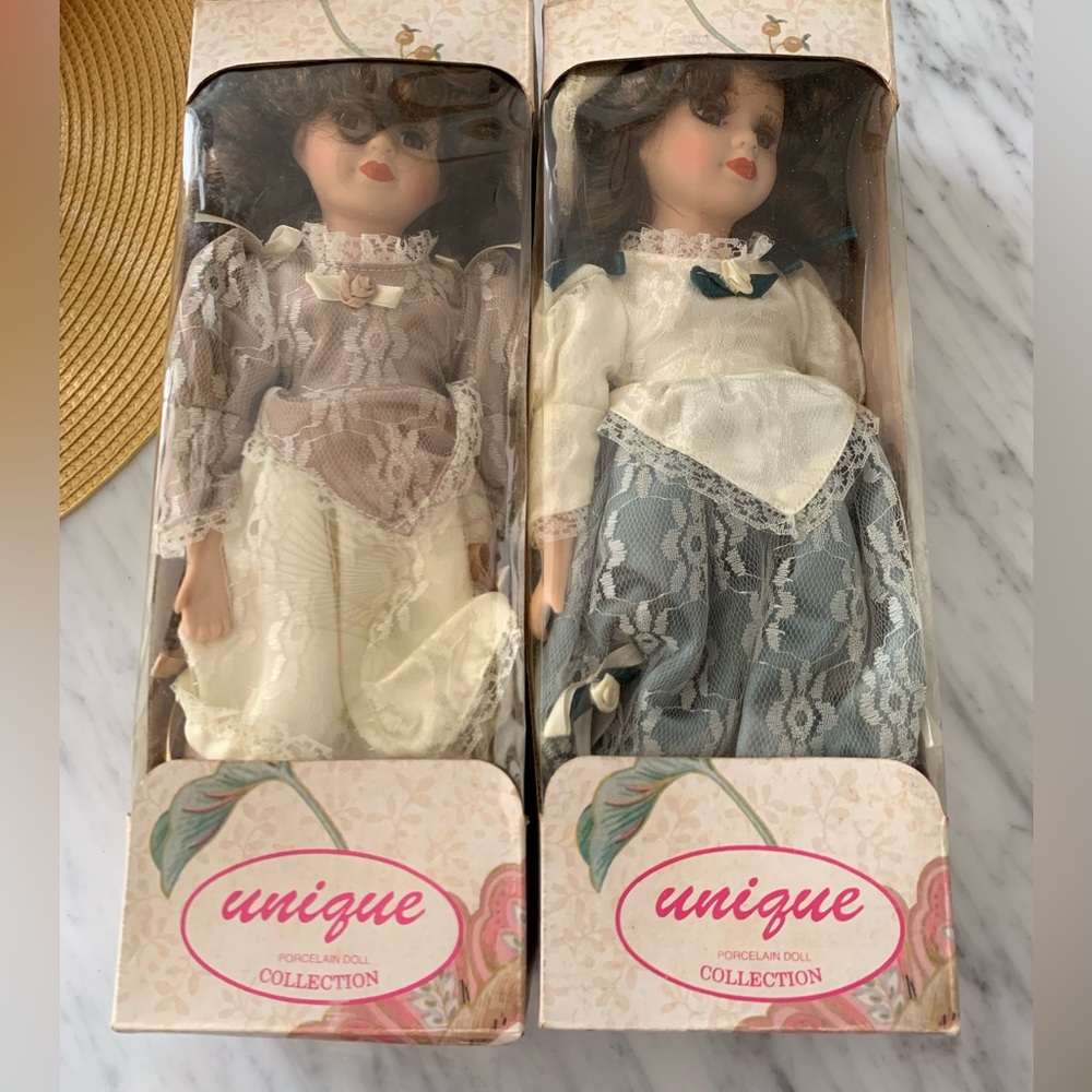 Porcelain Dolls - bundle of 2 Victorian dolls vintage